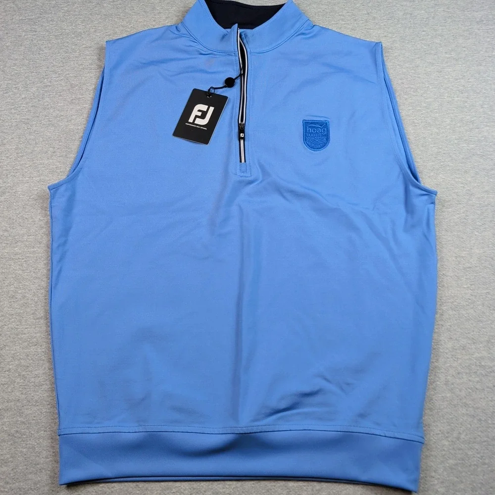 FootJoy Hoag Classic Golf 1/2 zip gathered waist Vest Men S Lagoon Blue NWT